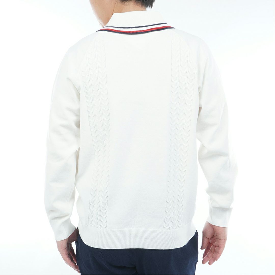 トミー ヒルフィガー ゴルフ Tommy Hilfiger Golf メンズ メンズ ケーブル柄 ショールカラーニット THMA572 詳細3