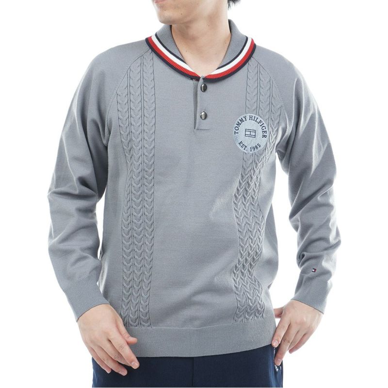 トミー ヒルフィガー ゴルフ Tommy Hilfiger Golf メンズ メンズ ケーブル柄 ショールカラーニット THMA572 詳細4