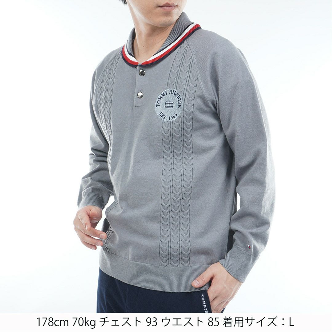 トミー ヒルフィガー ゴルフ Tommy Hilfiger Golf メンズ メンズ ケーブル柄 ショールカラーニット THMA572 詳細5