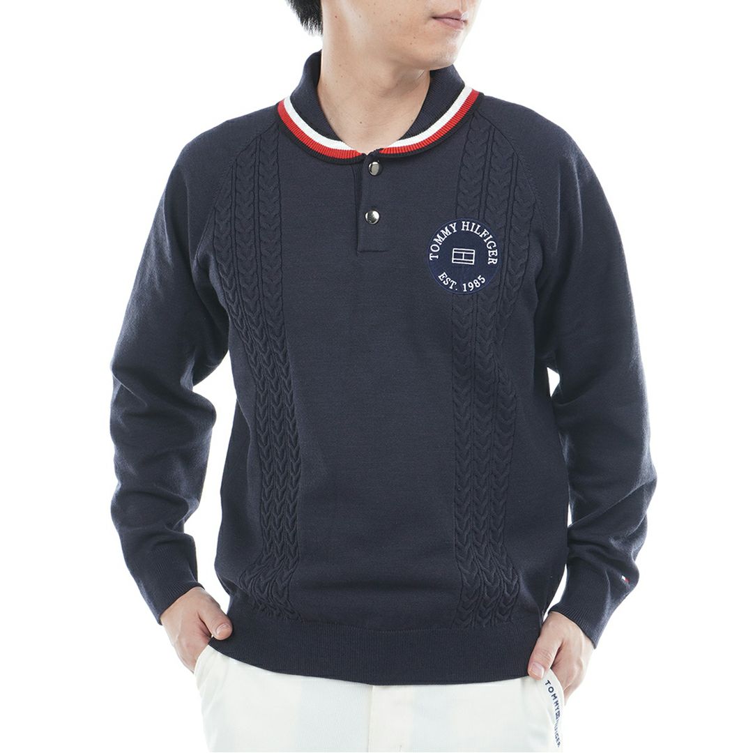 トミー ヒルフィガー ゴルフ Tommy Hilfiger Golf メンズ メンズ ケーブル柄 ショールカラーニット THMA572 詳細7
