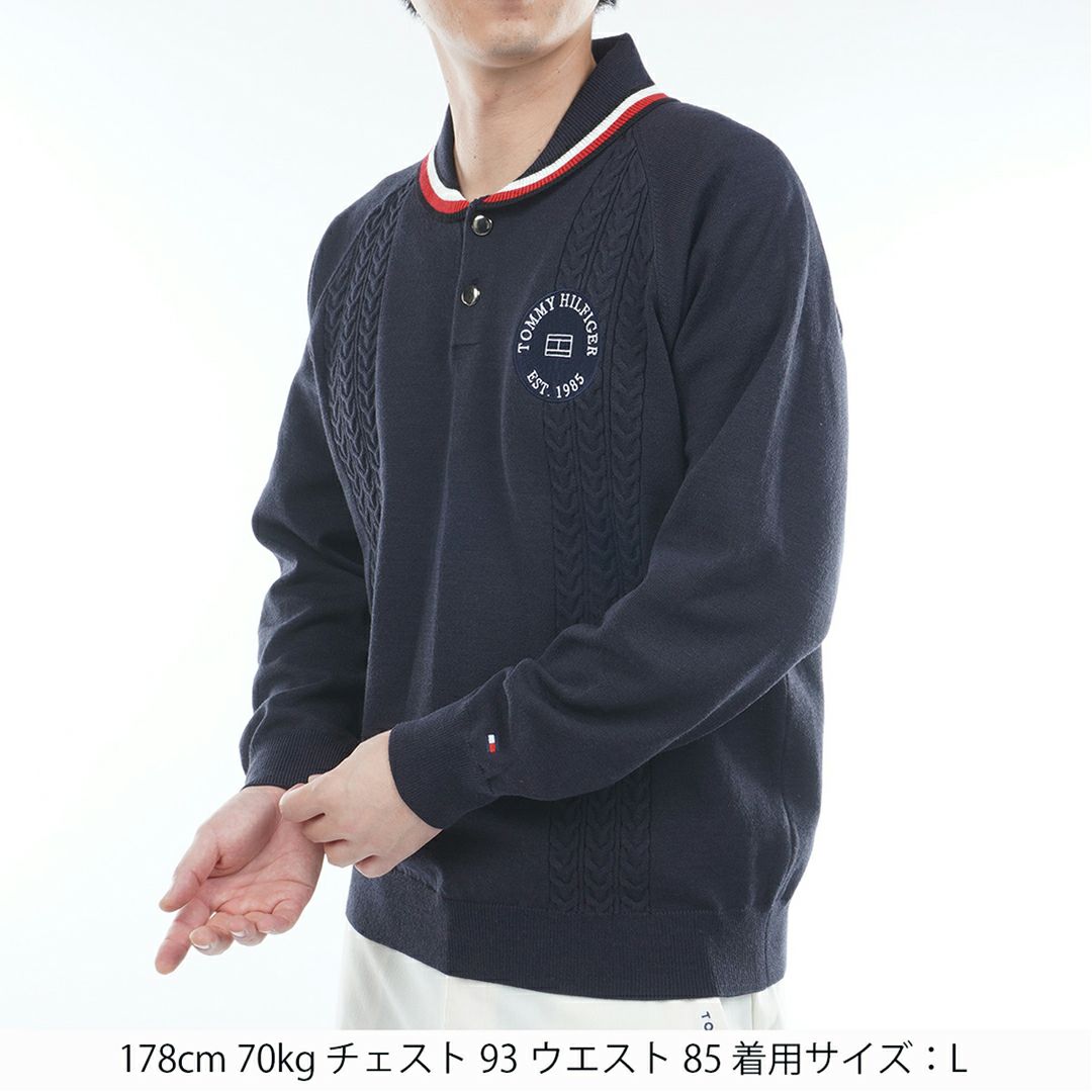 トミー ヒルフィガー ゴルフ Tommy Hilfiger Golf メンズ メンズ ケーブル柄 ショールカラーニット THMA572 詳細8