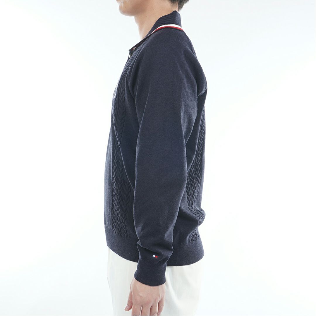 トミー ヒルフィガー ゴルフ Tommy Hilfiger Golf メンズ メンズ ケーブル柄 ショールカラーニット THMA572 詳細9