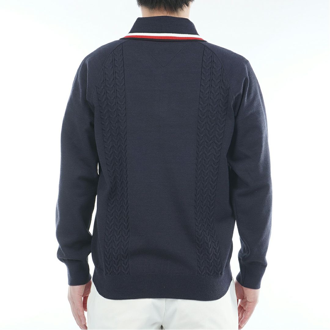 トミー ヒルフィガー ゴルフ Tommy Hilfiger Golf メンズ メンズ ケーブル柄 ショールカラーニット THMA572 詳細10