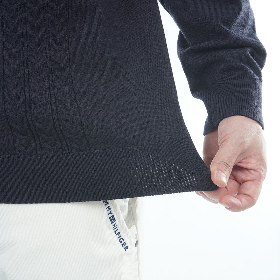 トミー ヒルフィガー ゴルフ Tommy Hilfiger Golf メンズ メンズ ケーブル柄 ショールカラーニット THMA572 詳細12