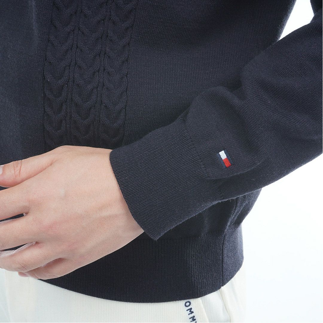 トミー ヒルフィガー ゴルフ Tommy Hilfiger Golf メンズ メンズ ケーブル柄 ショールカラーニット THMA572 詳細13