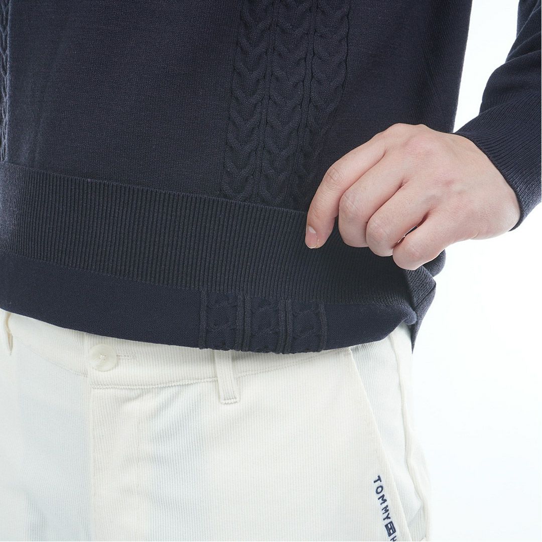 トミー ヒルフィガー ゴルフ Tommy Hilfiger Golf メンズ メンズ ケーブル柄 ショールカラーニット THMA572 詳細16