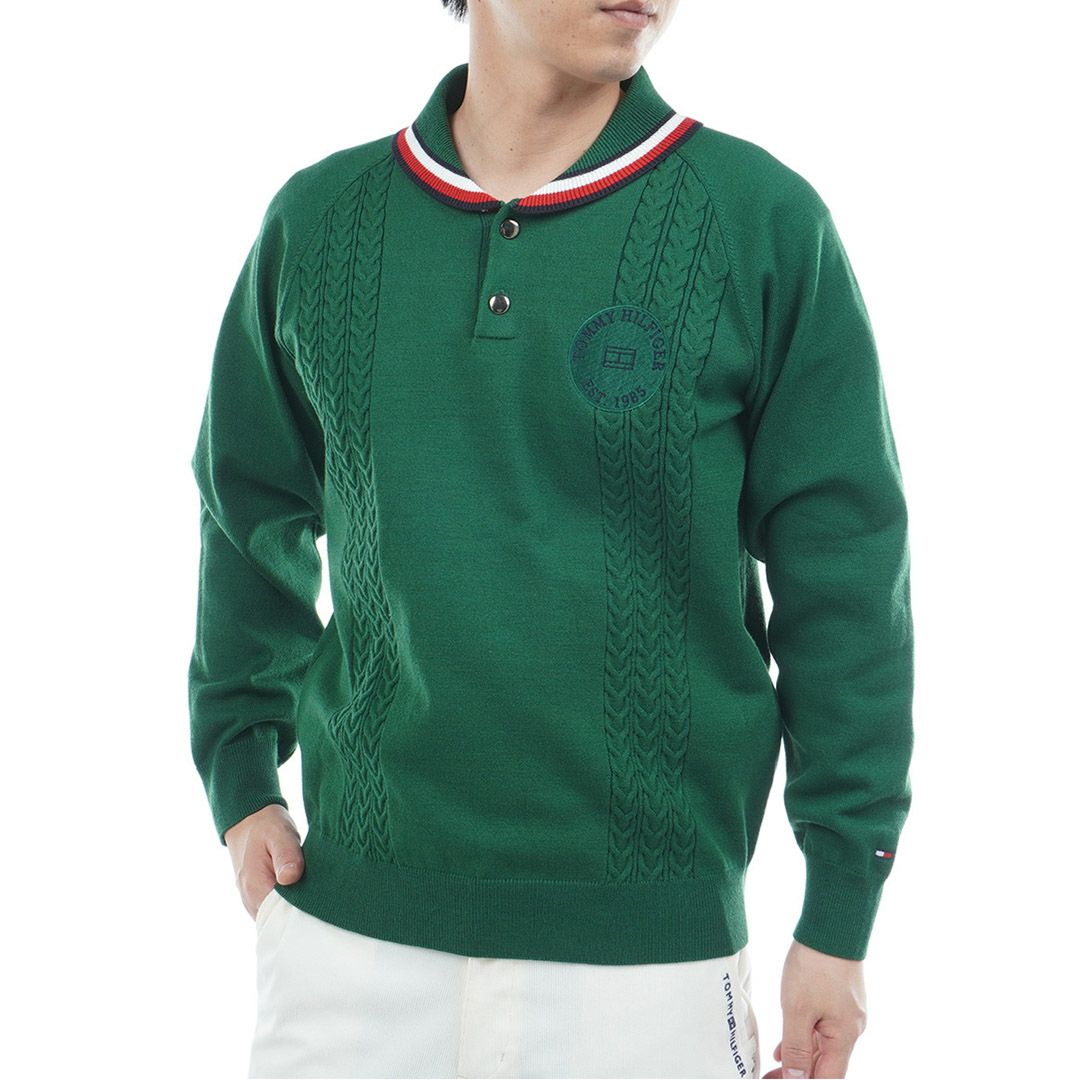トミー ヒルフィガー ゴルフ Tommy Hilfiger Golf メンズ メンズ ケーブル柄 ショールカラーニット THMA572 詳細17