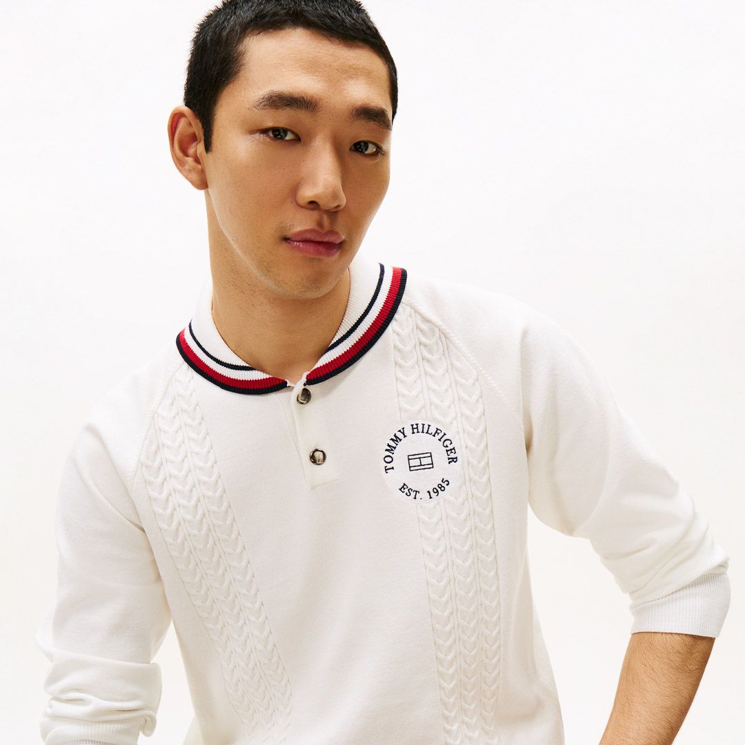 トミー ヒルフィガー ゴルフ Tommy Hilfiger Golf メンズ メンズ ケーブル柄 ショールカラーニット THMA572 詳細22