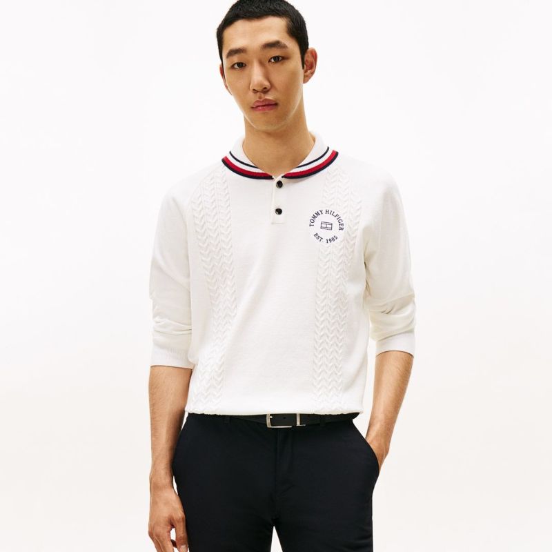 トミー ヒルフィガー ゴルフ Tommy Hilfiger Golf メンズ メンズ ケーブル柄 ショールカラーニット THMA572 詳細24