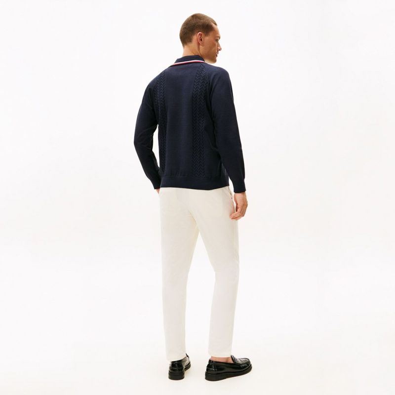 トミー ヒルフィガー ゴルフ Tommy Hilfiger Golf メンズ メンズ ケーブル柄 ショールカラーニット THMA572 詳細25