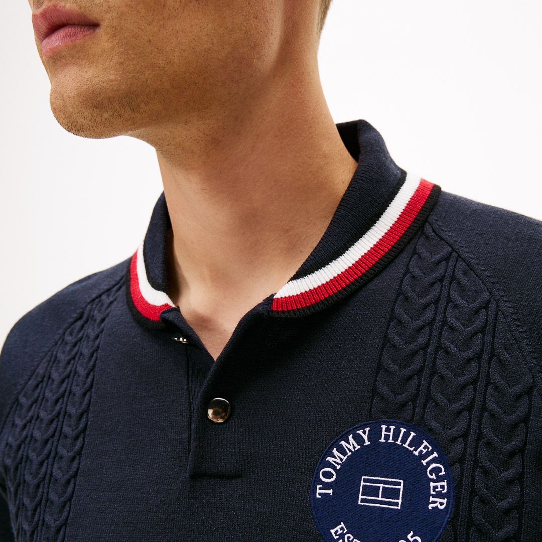 トミー ヒルフィガー ゴルフ Tommy Hilfiger Golf メンズ メンズ ケーブル柄 ショールカラーニット THMA572 詳細26