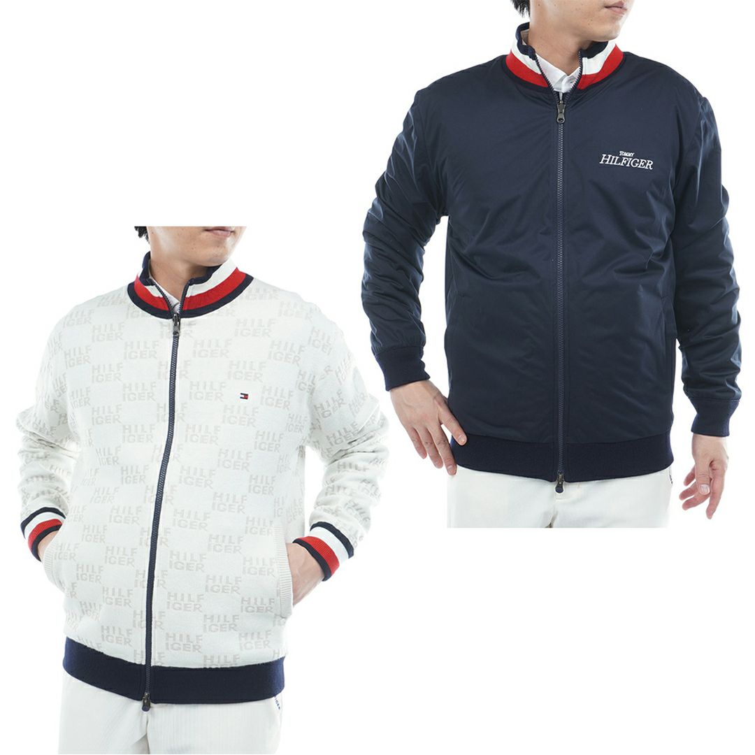 トミー ヒルフィガー ゴルフ Tommy Hilfiger Golf メンズ メンズ ロゴジャガードニット リバーシブルジャケット THMA574 詳細1