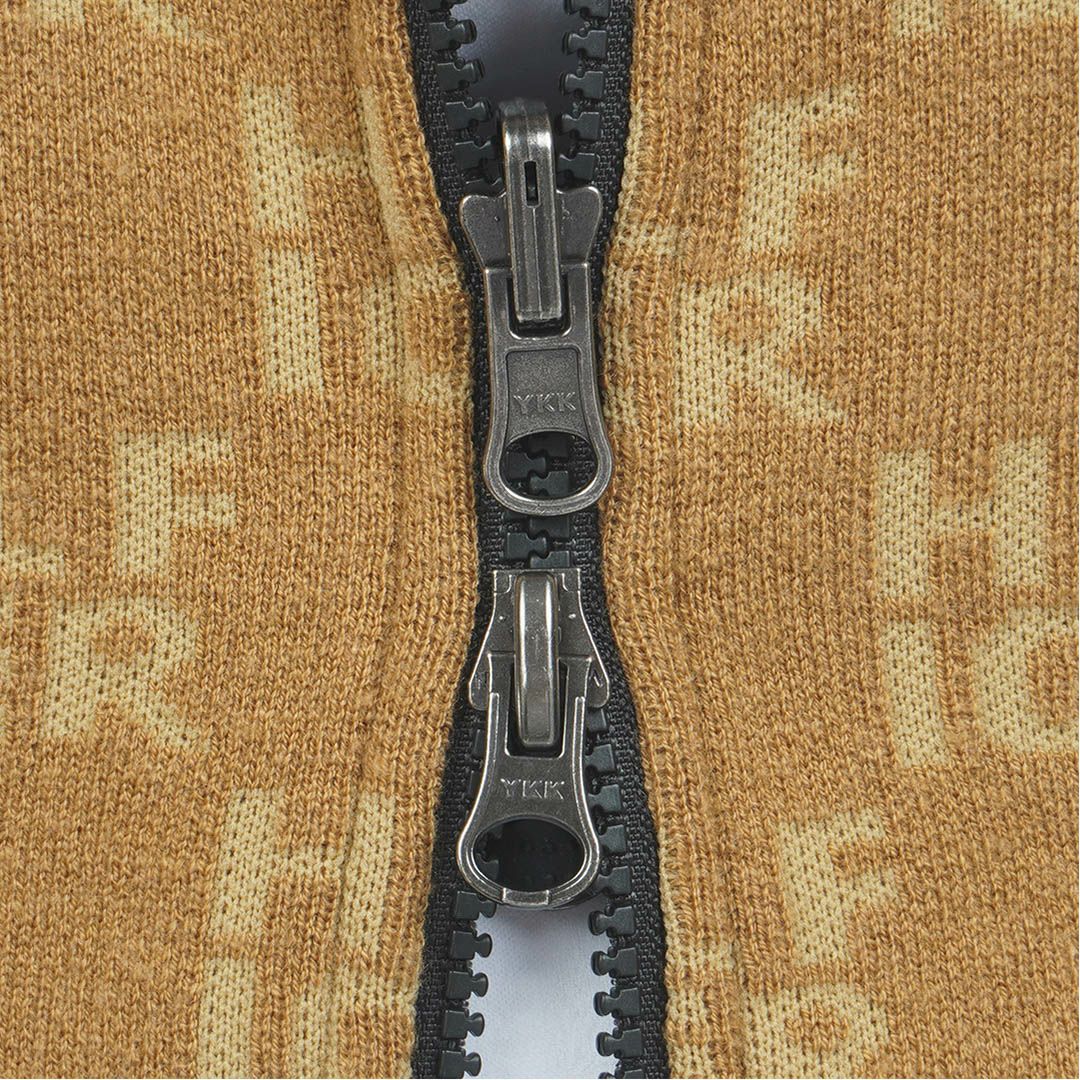 [トミーヒルフィガー]メンズ ロゴジャガードニット リバーシブルジャケット　キャメル