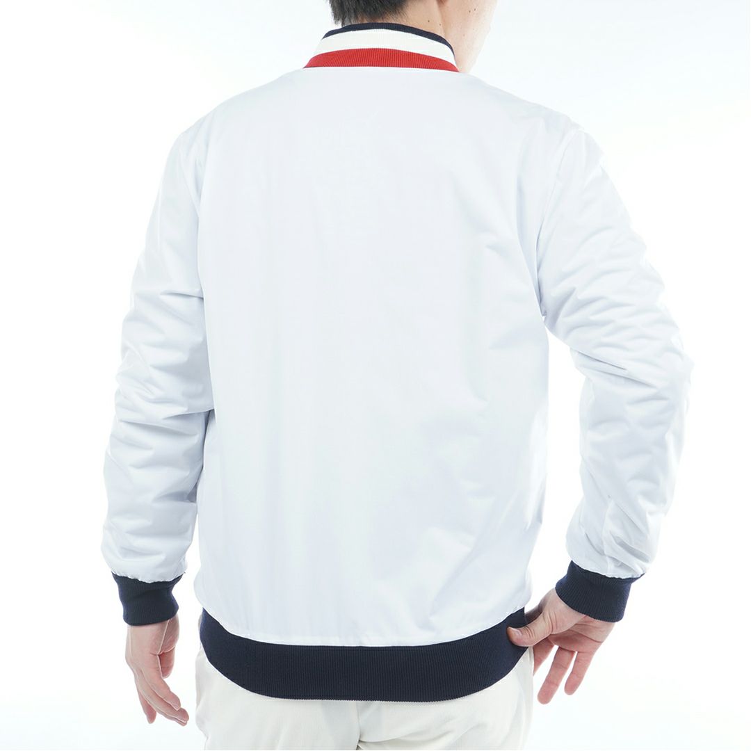 [トミーヒルフィガー]メンズ ロゴジャガードニット リバーシブルジャケット　ネイビー裏