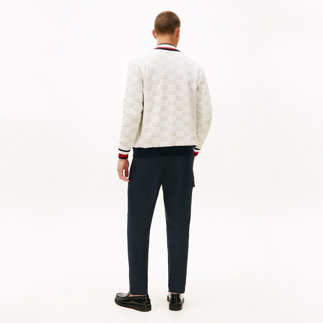 [トミーヒルフィガー]メンズ ロゴジャガードニット リバーシブルジャケット