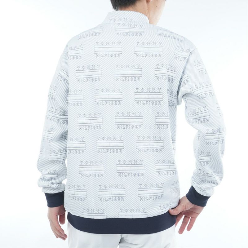 [トミーヒルフィガー]メンズ ジャガードキルト モックネックスウェット　オフホワイト