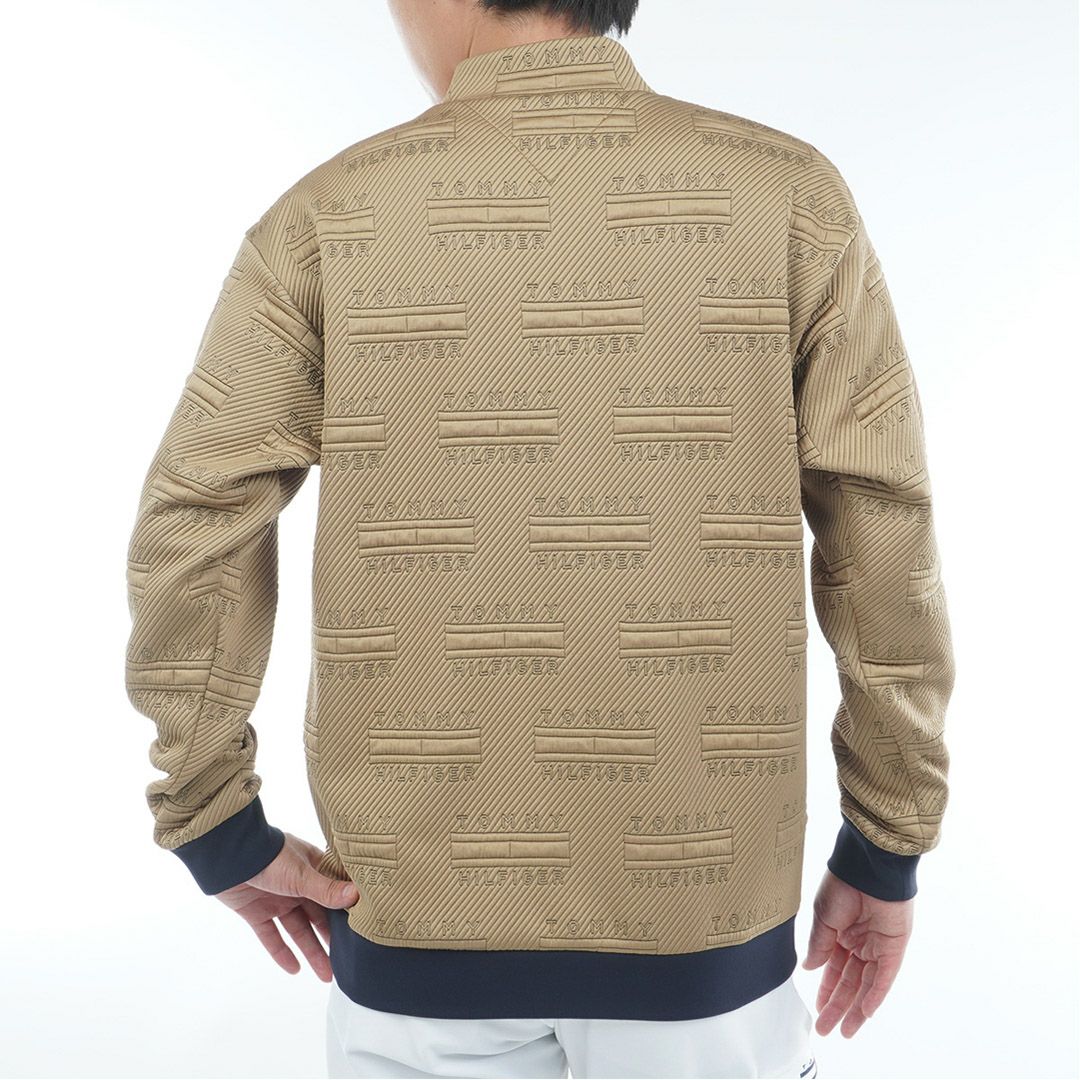 [トミーヒルフィガー]メンズ ジャガードキルト モックネックスウェット　キャメル