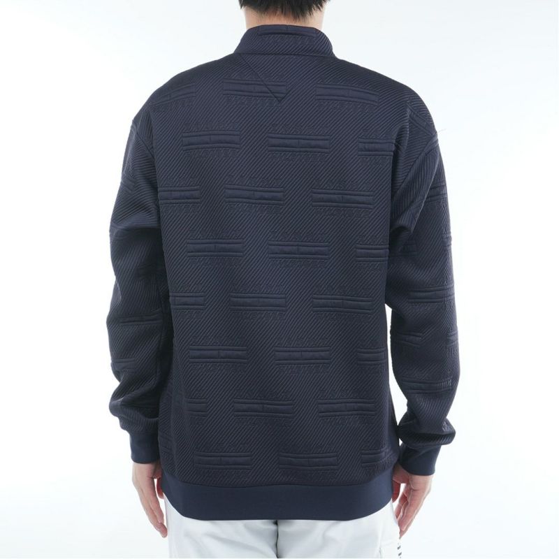 [トミーヒルフィガー]メンズ ジャガードキルト モックネックスウェット　ネイビー