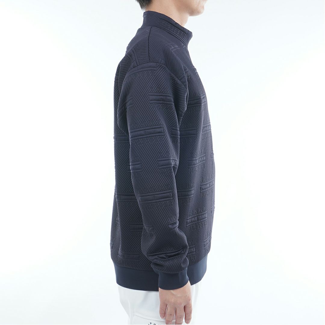 [トミーヒルフィガー]メンズ ジャガードキルト モックネックスウェット　ネイビー