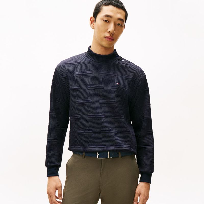 [トミーヒルフィガー]メンズ ジャガードキルト モックネックスウェット