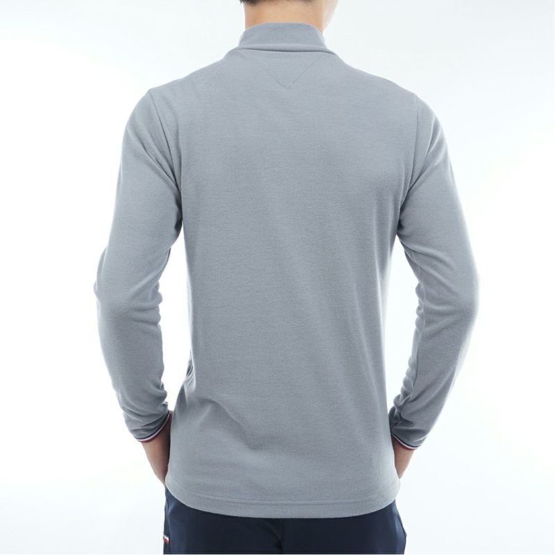 [トミーヒルフィガー]メンズ トミーフラッグ 長袖ハイネックシャツ　ライトグレー