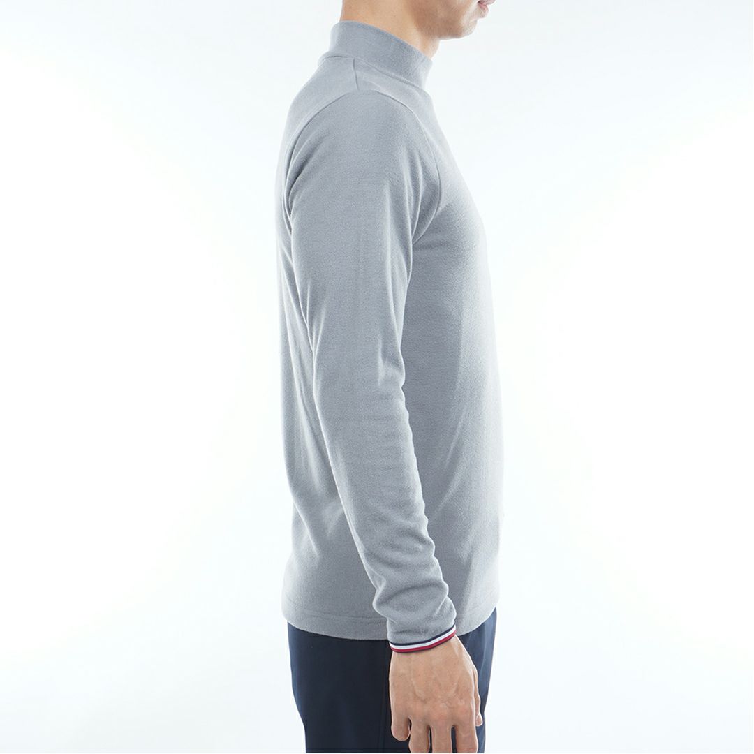 [トミーヒルフィガー]メンズ トミーフラッグ 長袖ハイネックシャツ　ライトグレー