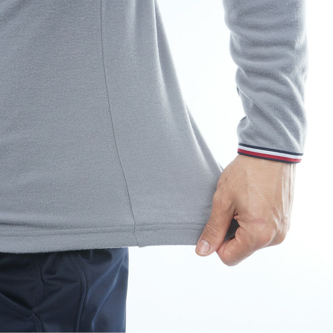 [トミーヒルフィガー]メンズ トミーフラッグ 長袖ハイネックシャツ　ライトグレー