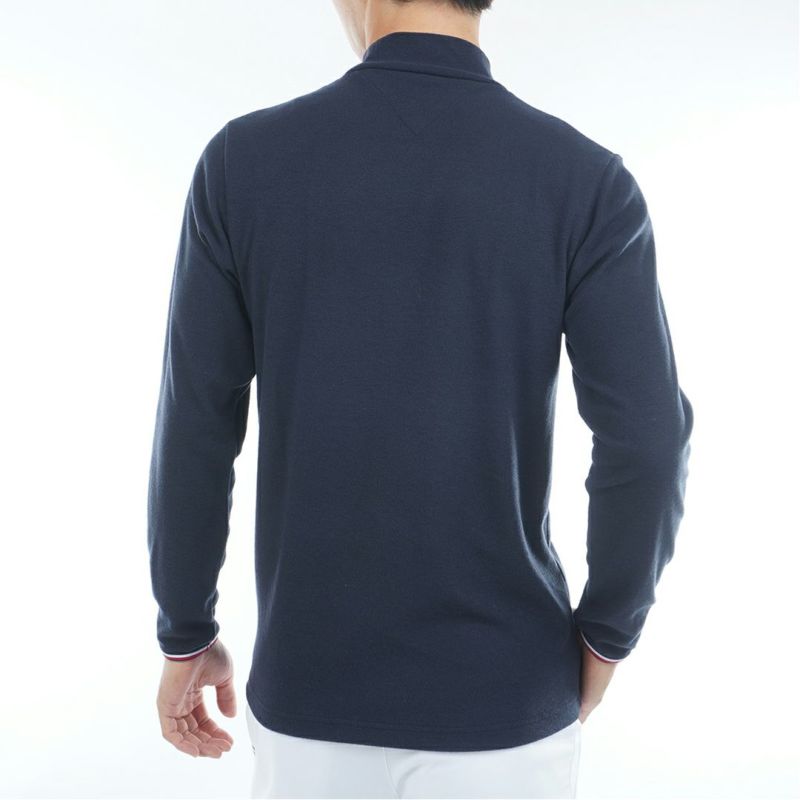 [トミーヒルフィガー]メンズ トミーフラッグ 長袖ハイネックシャツ　ネイビー