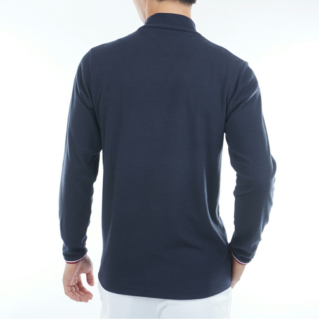 [トミーヒルフィガー]メンズ トミーフラッグ 長袖ハイネックシャツ　ネイビー