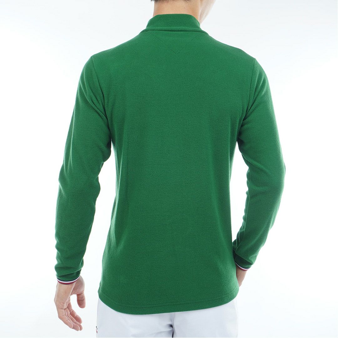 [トミーヒルフィガー]メンズ トミーフラッグ 長袖ハイネックシャツ　ダークグリーン