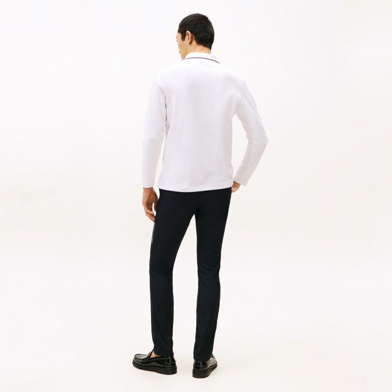 [トミーヒルフィガー]メンズ 台衿付き 長袖ジップアップポロシャツ