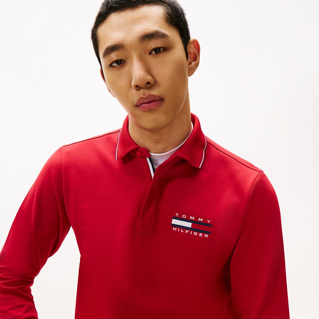 トミー ヒルフィガー ゴルフ Tommy Hilfiger Golf メンズ メンズ 台衿付き 長袖ジップアップポロシャツ THMA580 詳細30