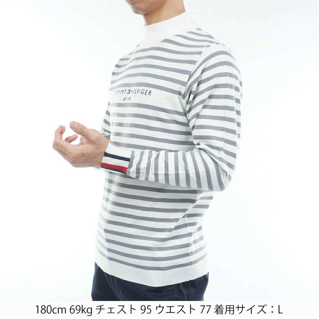トミー ヒルフィガー ゴルフ Tommy Hilfiger Golf メンズ メンズ ボーダー ハイネックニット THMA582 詳細2