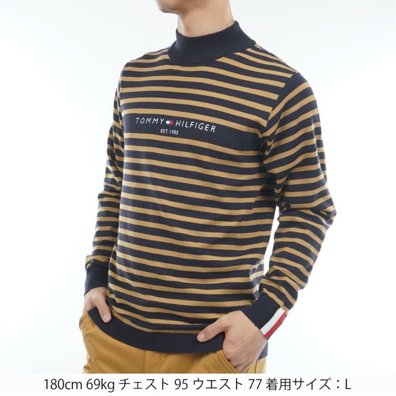 トミー ヒルフィガー ゴルフ Tommy Hilfiger Golf メンズ メンズ ボーダー ハイネックニット THMA582 詳細5