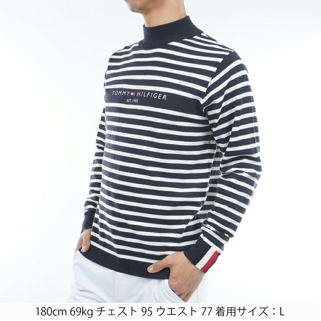 トミー ヒルフィガー ゴルフ Tommy Hilfiger Golf メンズ メンズ ボーダー ハイネックニット THMA582 詳細8