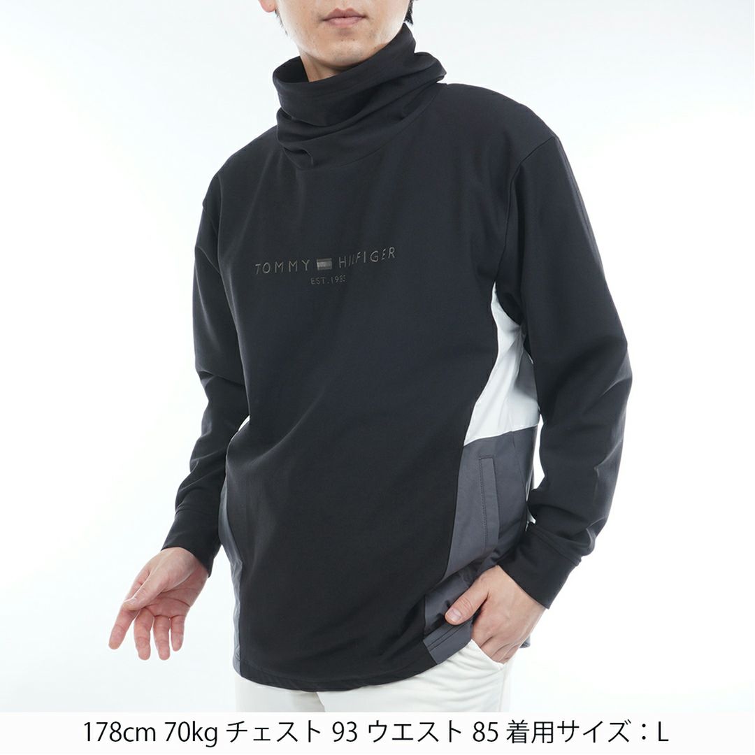 [トミーヒルフィガー]メンズ ネックウォーマー付 スウェット　ブラック