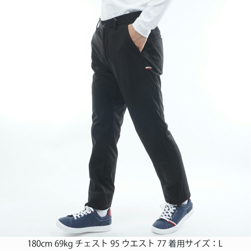 [トミーヒルフィガー]メンズ ウインドプルーフ テーパードパンツ　ブラック