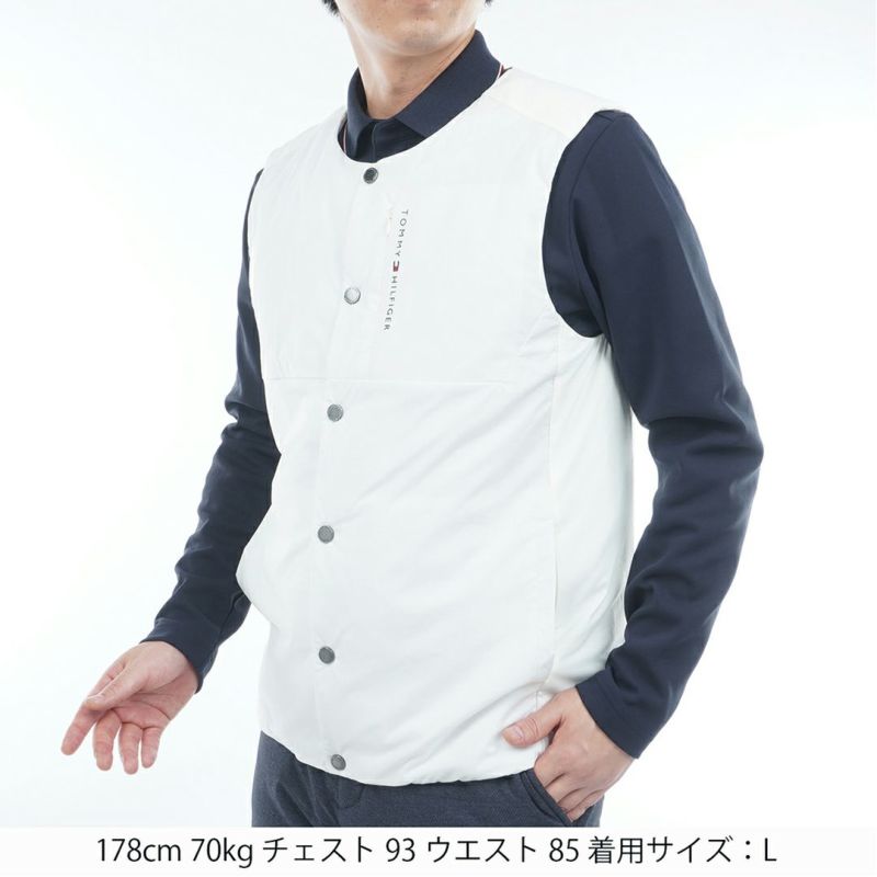トミー ヒルフィガー ゴルフ Tommy Hilfiger Golf メンズ メンズ ノーカラー中綿ベスト THMA585 詳細2