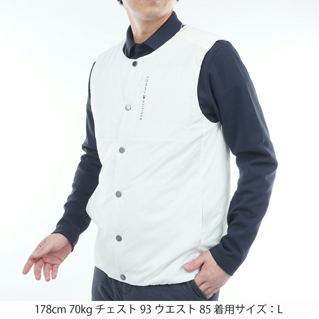 トミー ヒルフィガー ゴルフ Tommy Hilfiger Golf メンズ メンズ ノーカラー中綿ベスト THMA585 詳細2