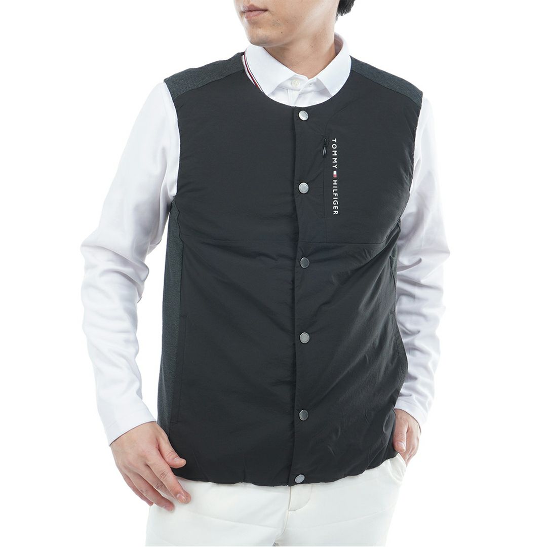 トミー ヒルフィガー ゴルフ Tommy Hilfiger Golf メンズ メンズ ノーカラー中綿ベスト THMA585 詳細4