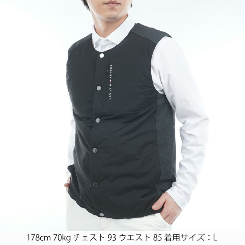トミー ヒルフィガー ゴルフ Tommy Hilfiger Golf メンズ メンズ ノーカラー中綿ベスト THMA585 詳細5