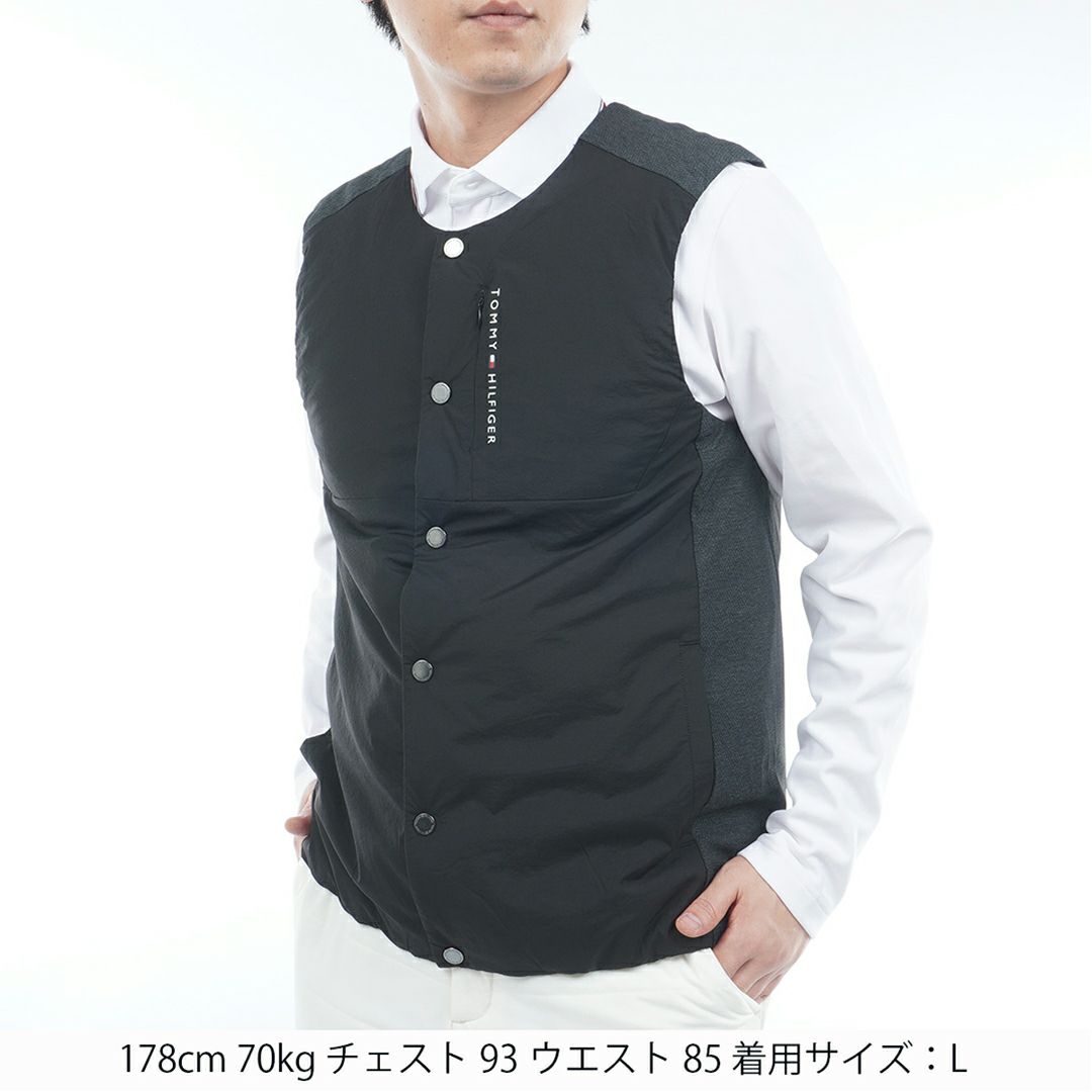 トミー ヒルフィガー ゴルフ Tommy Hilfiger Golf メンズ メンズ ノーカラー中綿ベスト THMA585 詳細5