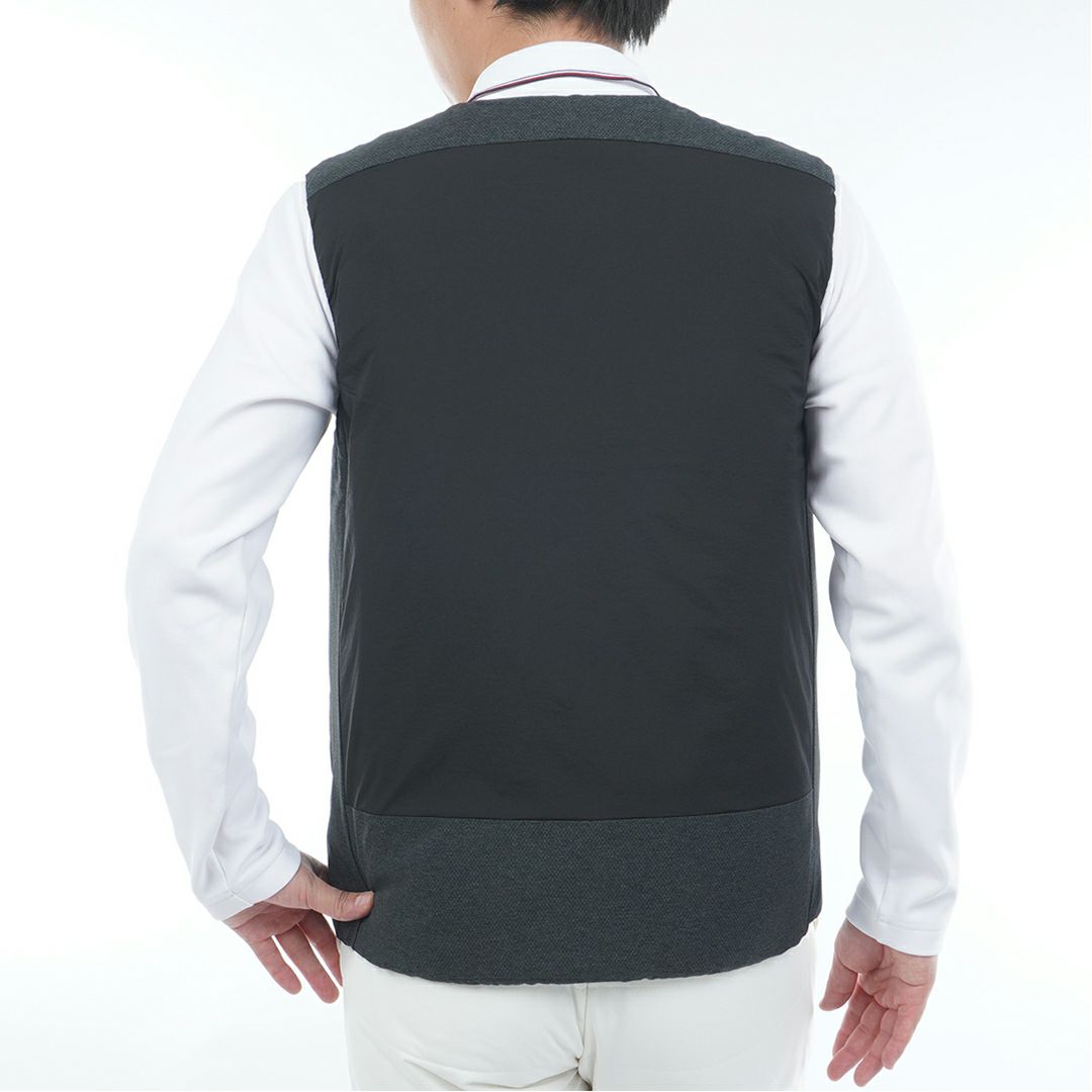 [トミーヒルフィガー]メンズ ノーカラー中綿ベスト　ブラック