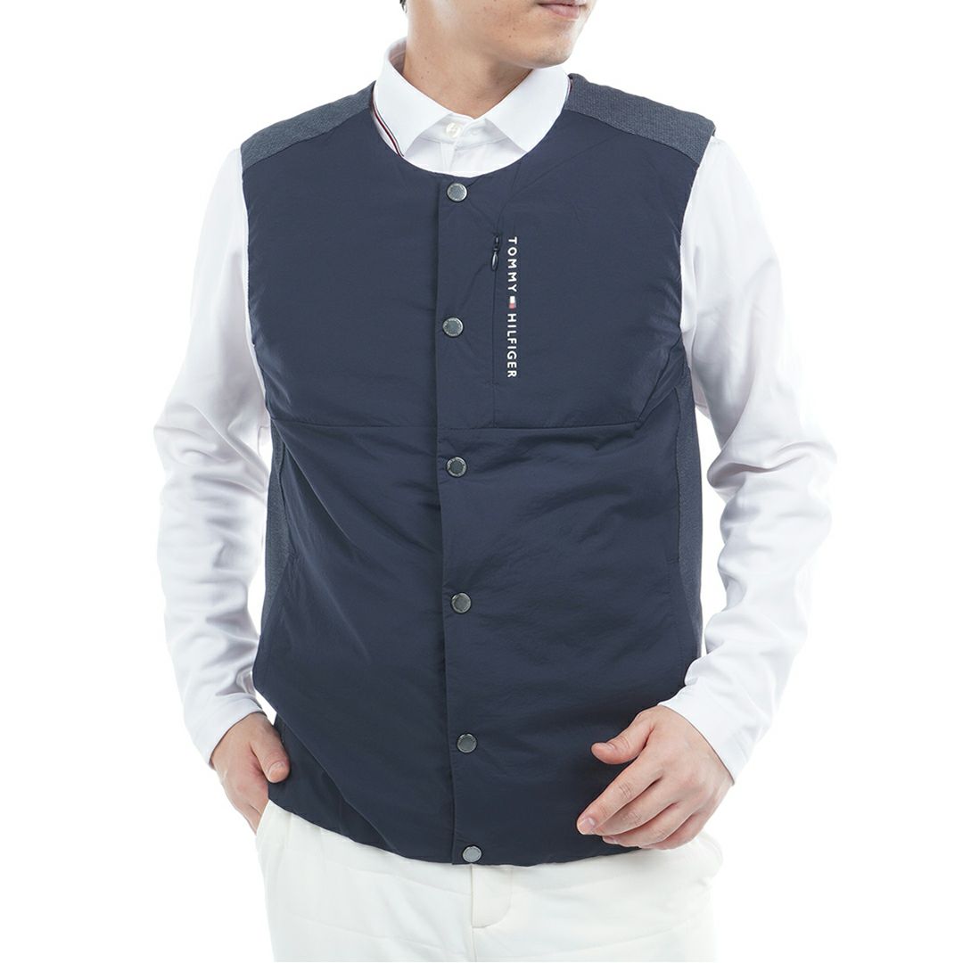 トミー ヒルフィガー ゴルフ Tommy Hilfiger Golf メンズ メンズ ノーカラー中綿ベスト THMA585 詳細7