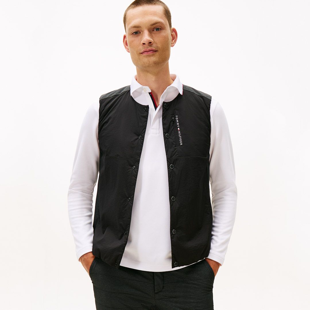 [トミーヒルフィガー]メンズ ノーカラー中綿ベスト