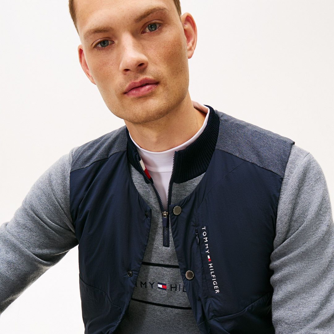 トミー ヒルフィガー ゴルフ Tommy Hilfiger Golf メンズ メンズ ノーカラー中綿ベスト THMA585 詳細22