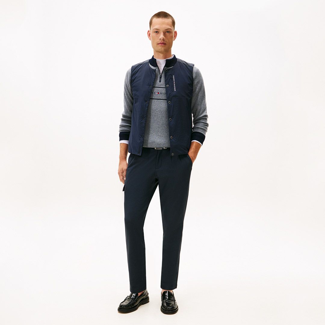 トミー ヒルフィガー ゴルフ Tommy Hilfiger Golf メンズ メンズ ノーカラー中綿ベスト THMA585 詳細23