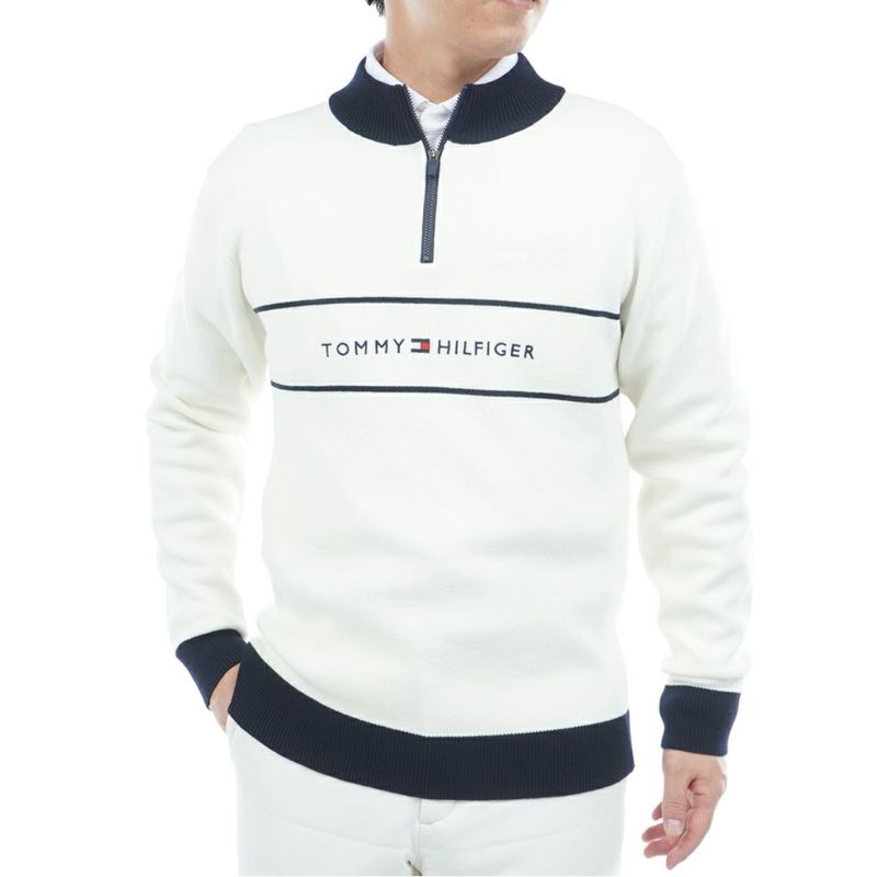 トミー ヒルフィガー ゴルフ Tommy Hilfiger Golf メンズ メンズ フロントロゴ　ハーフZIPモックネックニット THMA587 詳細1