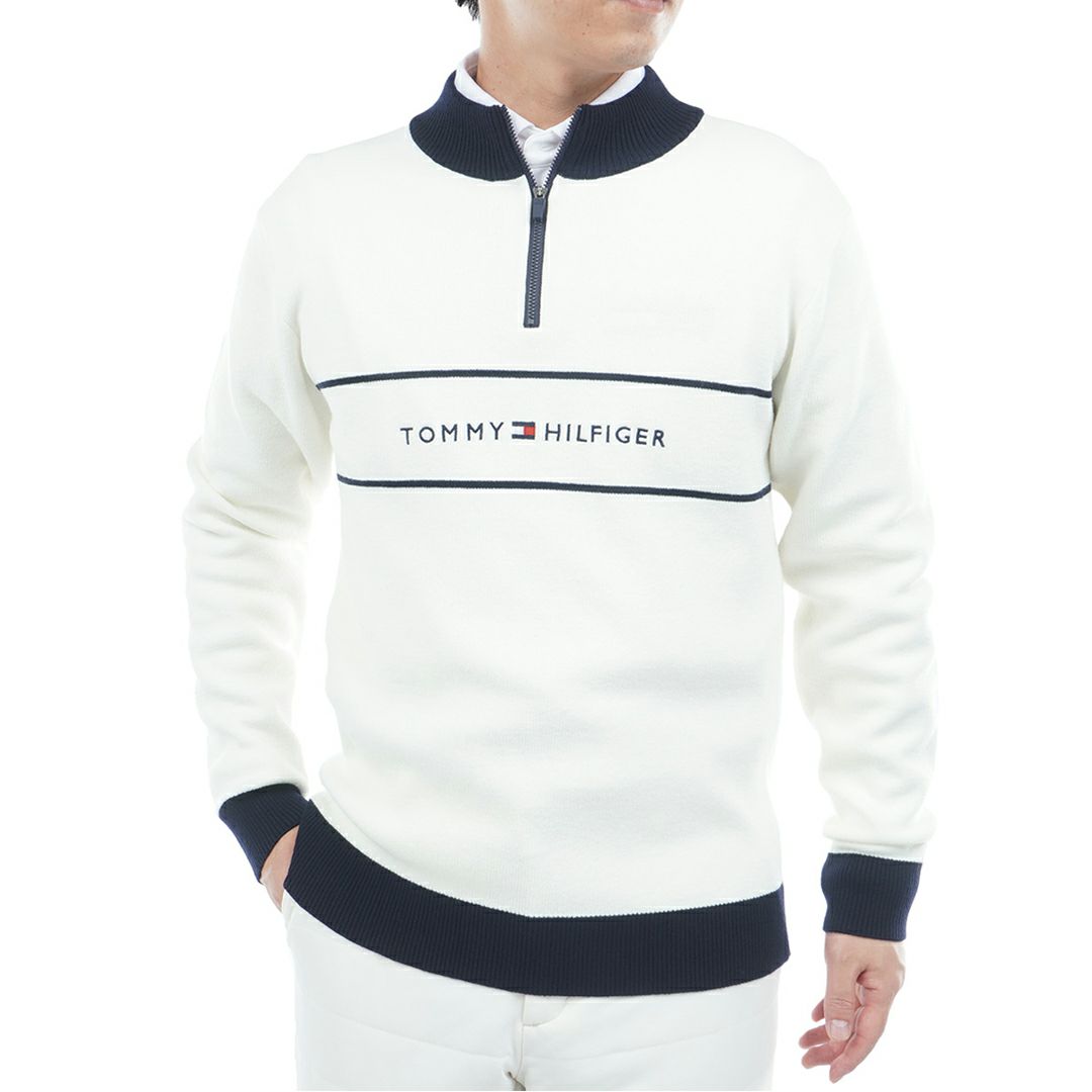 トミー ヒルフィガー ゴルフ Tommy Hilfiger Golf メンズ メンズ フロントロゴ　ハーフZIPモックネックニット THMA587 詳細1