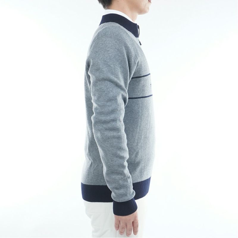 [トミーヒルフィガー]メンズ フロントロゴ　ハーフZIPモックネックニット　グレー